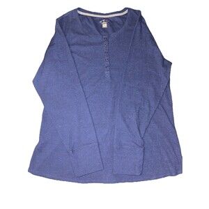 NWT Women’s Blue Mountain Ribbed Thermal Henley Twilight Blue Size XL